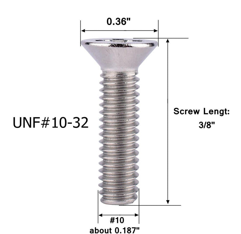 [Australia - AusPower] - #10-32 x 3/8" Phillips Flat Head Machine Screws, Stainless Steel 304 (18-8), UNF Thread, Countersunk Head Machine Screws, 40Pcs #10-32 x 3/8" (40Pcs) 