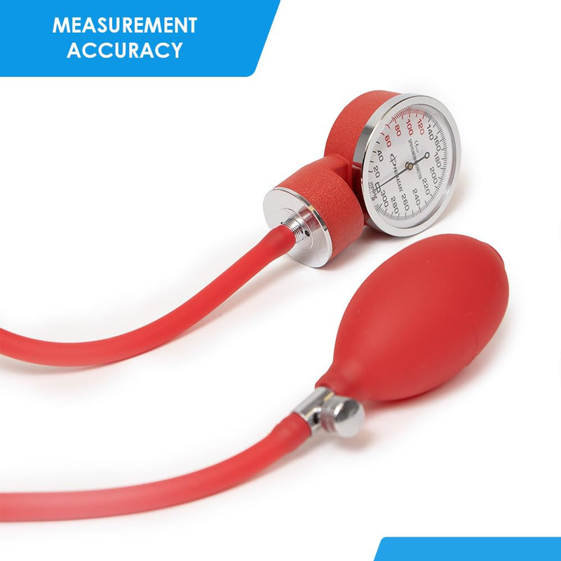 [Australia - AusPower] - Primacare DS-9181-RD Professional Aneroid Sphygmomanometer and Sprague Rappaport Stethoscope, Manual Blood Pressure Kit with Cuff and Carrying Case, Red 