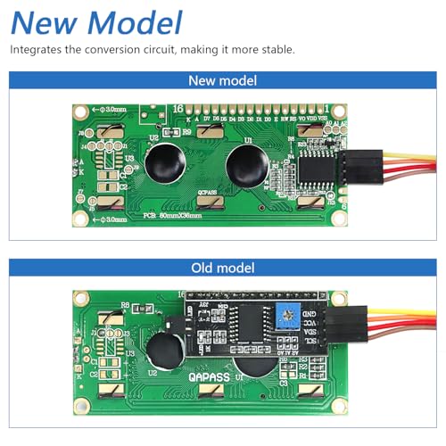 Freenove I2C IIC LCD 1602 Display Serial 16x2 Screen New Type (Pack of 2) | Compatible with Arduino Nano Raspberry Pi Pico ESP32 Development Board I2C 1602 2 Pack