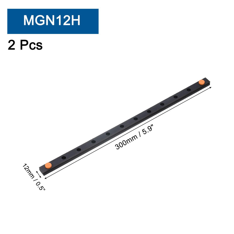 [Australia - AusPower] - uxcell 2 Pcs MGN12 300mm Bearing Steel Linear Guide Rail Miniature Linear Sliding Guideway Fit MGN12H Sliding Carriage Block in DIY 3D Printers and CNC Machine 