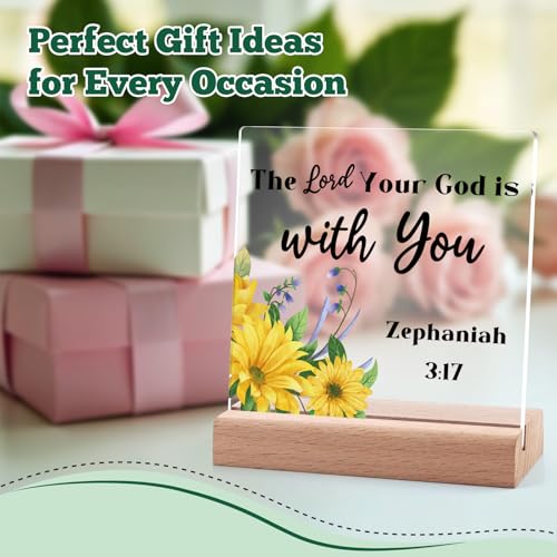 Christian Gifts for Women Men Religious Clear Desk Decorative Sign Inspirational Christian Gifts for Coworker Friends Encouragement Acrylic Plaque with Stand Easter Faith Motivational Baptism Gift