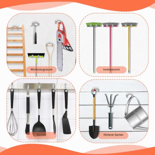 18pcs Garden Tool Holder Hook Holder Garden Tools | Single Hook/Double Hook Device Holder Wall for Garage, Garden, Bicycle Shed with 54 Screws (Silver) Silver
