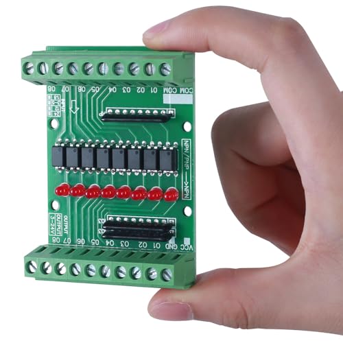 Optocoupler Isolation Module, DC 12V-24V 8-Channel Optocoupler Isolation Board, 8-Channel NPN Low High Level Output Signal Converter