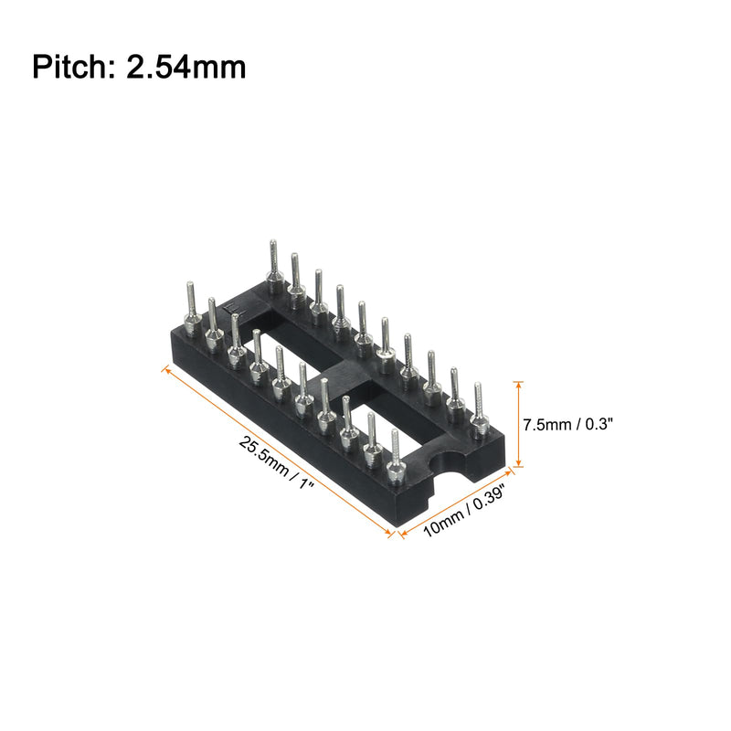 QUARKZMAN 2.54 mm Pitch 20 Pins DIP-IC Socket Connector Double Row 7.6 Pitch Round Pins Soldering for Electronics Experiment DIY Pack of 20 20 pin