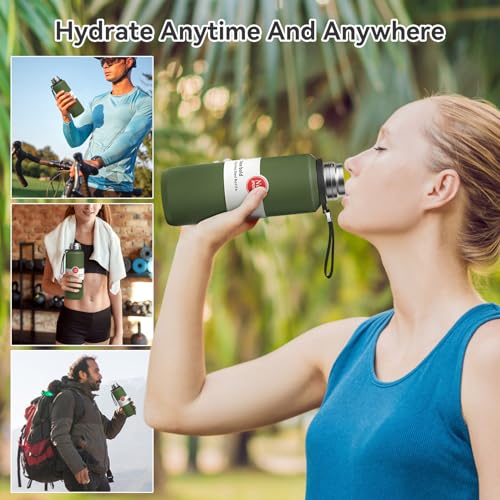 Stainless Steel Insulated Tea Infuser Bottle, Vacuum Insulated Water Bottle, Tea Tumbler with Separate Tea Compartment, 24-Hrs Insulation Commute Travel (Green,32oz/1000ml) Green 33.8 Ounces