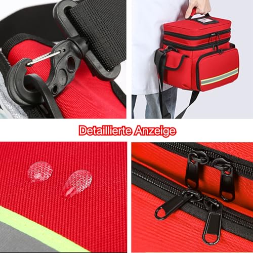 Double Layer Medical Bag, Empty Bag, Emergency Bag, Portable Travel Pharmacy for Medicine Bottle, Vitamins, Medical Accessories, Red
