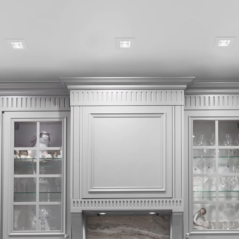 Maxxima 4 in. Ultra-Thin Recessed Anti-Glare LED Downlight, Canless IC Rated, 5 Color Temperature Selectable 2700K/3000K/3500K/4000K/5000K, Dimmable Square White Trim, 90 CRI