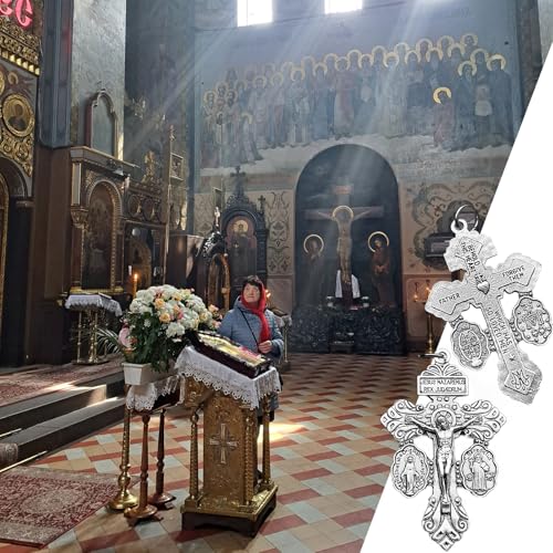 12 Pcs Crucifix for Rosary Making Bulk Pack,St Benedict Medal,Rosaries Catholic and Pardon Crucifix Rosary Parts