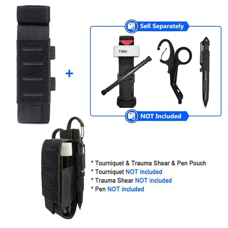 [Australia - AusPower] - 2 Piece Upgrade Laser Cut 1000D Molle Torniquet Pouch, Tactical Medical Tourniquet Pouch Holster Pouch Only-BLACK 