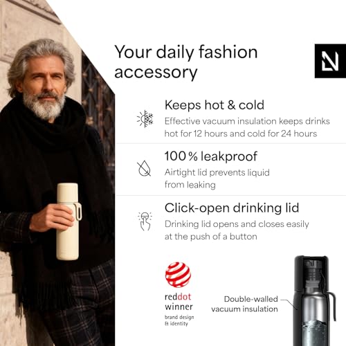 LARS NYSØM Stainless Steel Thermo Water Bottle 25oz - Coffee Thermo Carbon Black 25.4 Ounces