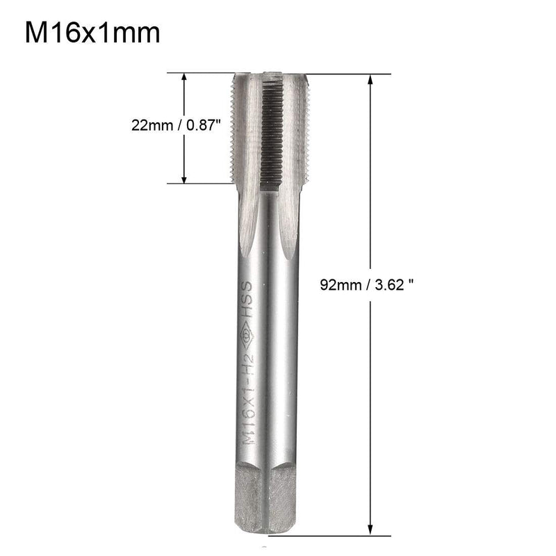 [Australia - AusPower] - uxcell Metric Machine Tap M16 x 1mm H2 High Speed Steel 4 Straight Flutes Screw Tapping Threading Machinist Repair DIY Tool M16 x 1 