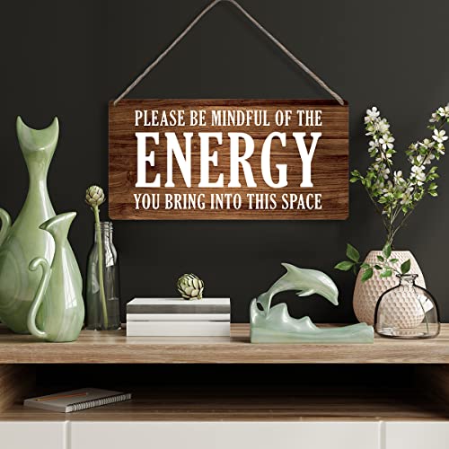 Country Style Wall Decor Be Mindful Quote Wooden Signs Rustic Hanging Wall Plaque Positive Energy Sign Home Decor Present Unleash your energy 7"L x 12"W