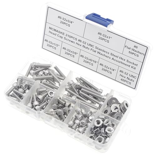MCMASKE #8-32 UNC 304 stainless steel knurled socket head cap screws, nuts and washers kitաժողով