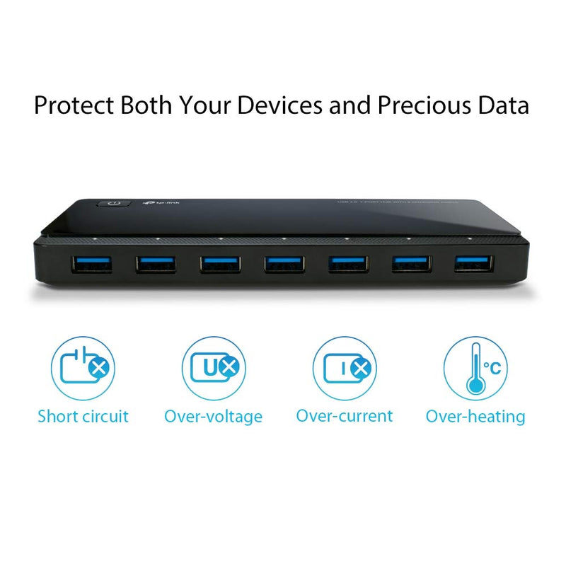 [Australia - AusPower] - TP-Link Powered USB Hub 3.0 with 7 USB 3.0 Data Ports and 2 Smart Charging USB Ports. Compatible with Windows, Mac, Chrome & Linux OS, with Power On/Off Button, 12V/4A Power Adapter(UH720) 7 Port + 2 Charging Port 