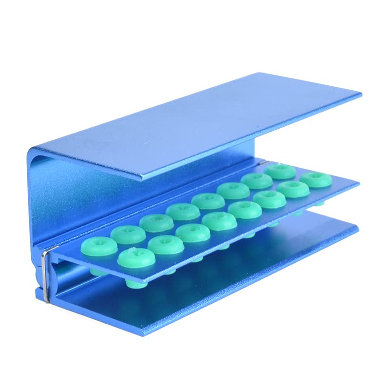 [Australia - AusPower] - 2Pcs 16 Holes Dental Burs Holder Autoclavable Block with Silicon Cover Placing FG RA Burs Blue 