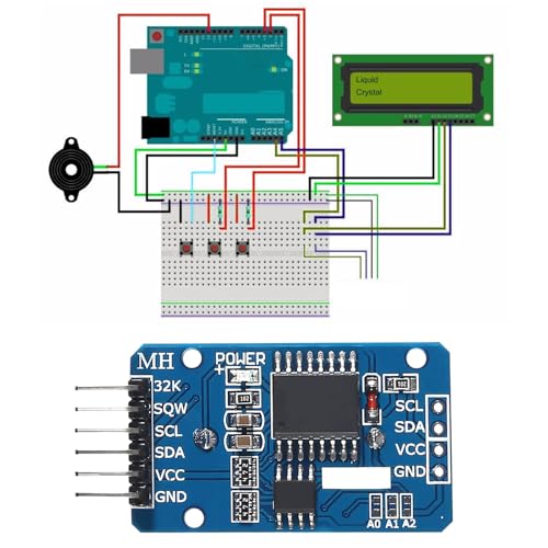 Real Time Clock RTC Module Compatible with I2C Real Time Clock, Precision Real Time Clock Module, Clock Module IIC RTC Module for Arduino and RPi with Battery (Pack of 3)