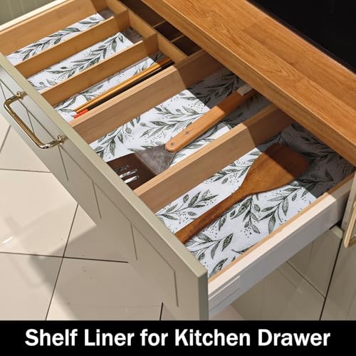 Shelf Liners 24IN x 10FT Non Adhesive and Strong Non-Slip 23.6"W x 118.1"L Leaf