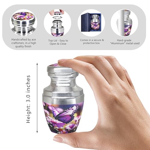 M MEILINXU Purple Urn, Butterfly Urn, Small Urns for Human Ashes, Keepsake Small / Keepsake