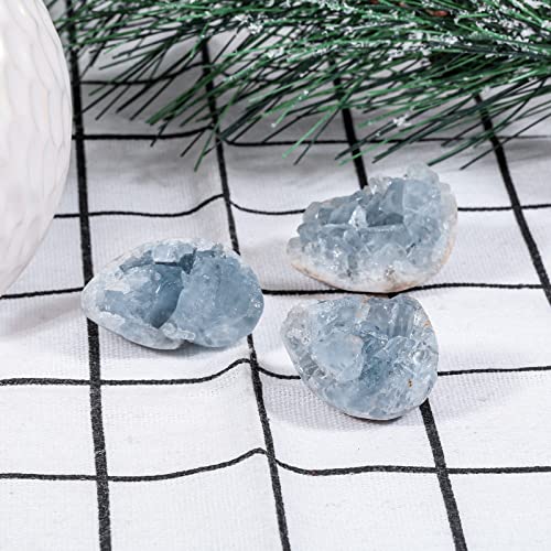 mookaitedecor 10-49g Celestite Geode Crystal Cluster Mineral Specimen 10-49g(Irregular)