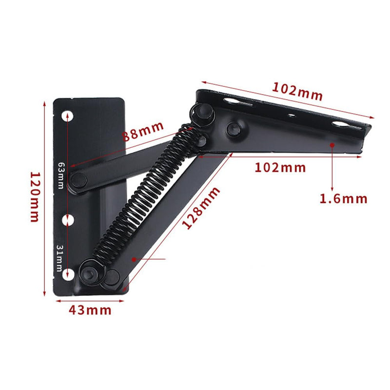 [Australia - AusPower] - (2pc) Black spring hinge 80 degree foldable lifting bracket is widely used for sofa hinge lifting and furniture storage support hinges (black) 