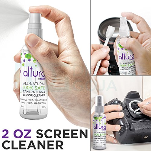 Altura Photo Camera Cleaning Kit, All-Natural Lens Cleaner, DSLR Mirrorless w/ 2oz. All Natural Cleaning Solution