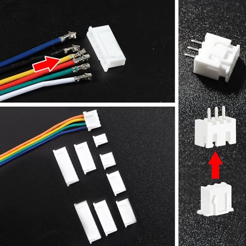 YIXISI 370 Pieces 2/3/4/5/6/7/8/9/10 Pin 2.54 mm JST-XH Connector Kit, JST Adapter Cable Plug, XH Female Plug, with 22 AWG Double Head Pre-Crimped Cable Wire blue/purple