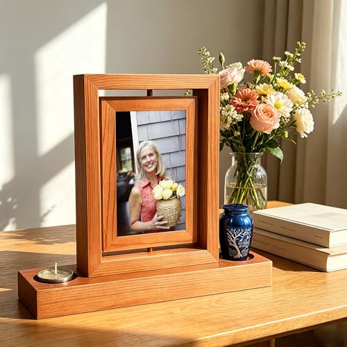 Picture Frame mini urn,Small urn for Ashes with Picture,Mini Cremation Urn Memorial Candle-Holder for Loss of Loved One Frame Hold a 4’’-6’’ Photo Small Keepsake urns
