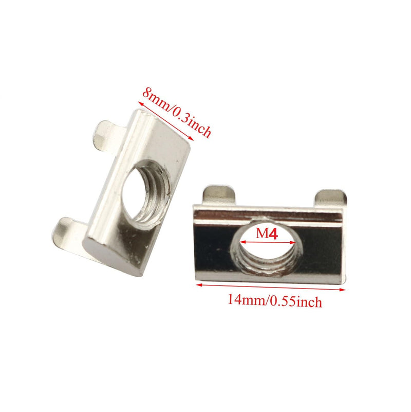 [Australia - AusPower] - 12-Pack Roll in Spring M4 T Nuts,3030/4040 Series Universal with Spring Sheet,Carbon Steel Nickel-Plated for for 8mm Slot Aluminum Profile 