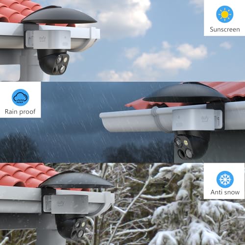 2 in 1 Security Camera Sun Rain Cover for All 1/4'' Thread with Gutter Mount Compatible with AOSU SolarCam D1 SE/Lite/Max,eufy,TP-Link Tapo,SEHMUA,Reolink,Cinnado B6 Security Cameras (Black)