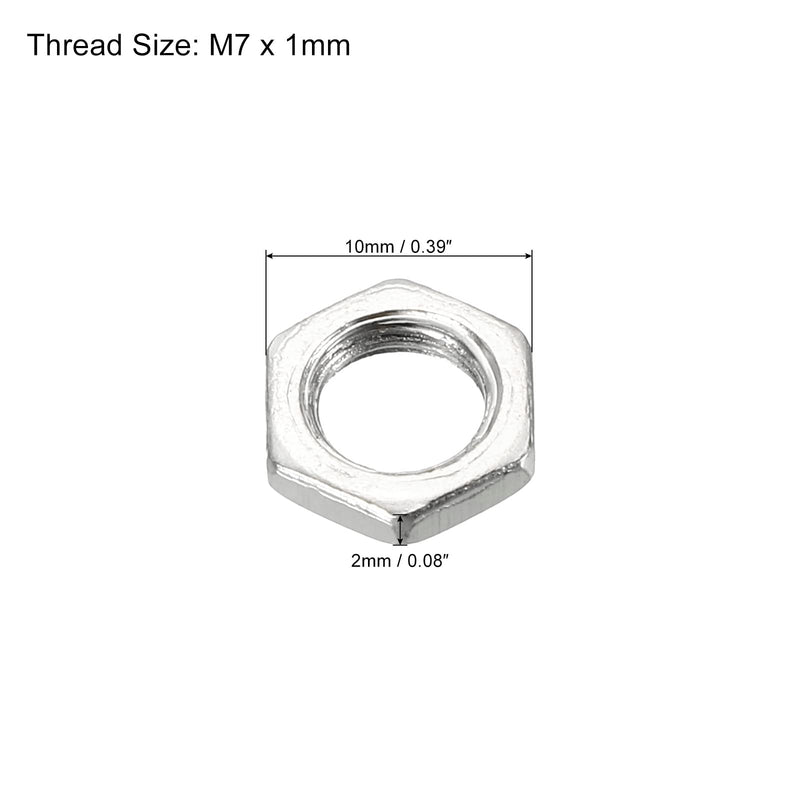 [Australia - AusPower] - PATIKIL M7 x 1.0 Steel Hex Nuts, 30 Pack Metric Thread Zinc Plated Finished Hardware Nuts Screw Bolt Fasteners 2mm Height 