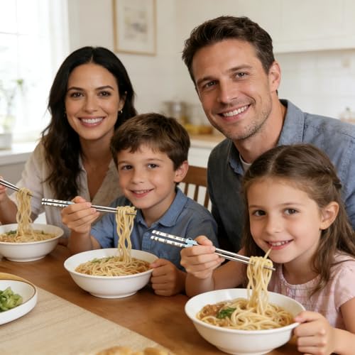 Premium 316 Medical Grade Stainless Steel Chopsticks 5 Pairs And Set with 5 Chopstick Helpers,Metal, Training For kids and Adults，Luxury Gift Box with Gold Design