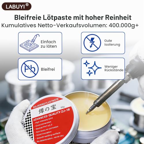 Solder paste, solder grease, flux soldering, solder paste, net weight 50 g | Soldering Flux, Soldering Flux, Solder Grease Flux, for Gold, Copper, Iron, Tin, Instruments, Mechanics