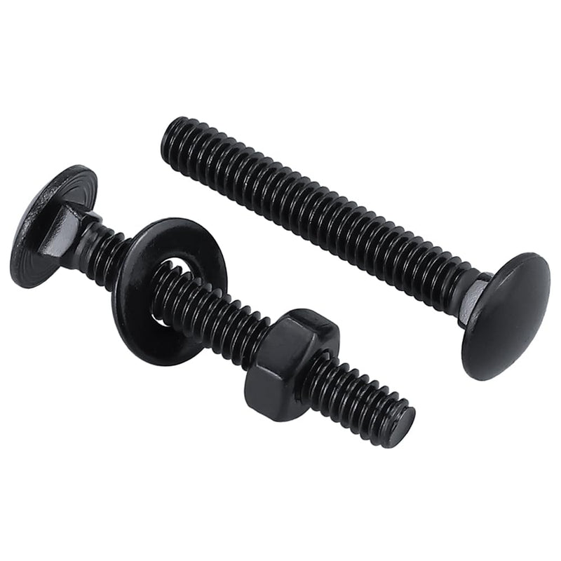 [Australia - AusPower] - 3/8-16 x 2 (10 Sets) Carriage Bolts Black, 304 (18/8) Stainless Steel Carriage Screws with Hex Nuts and Flat Washers, Square Neck Round Dome Head, Coarse Thread 3/8-16 x 2" 