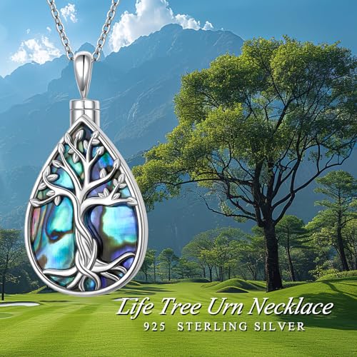 925 Sterling Silver Urn Necklace Cremation Jewelry for Women Tree of Life