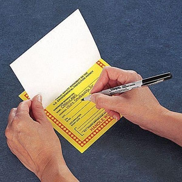 Accuform MHZWCAEVC Adhesive-Poly Vinyl (California) Hazardous Waste Label, Legend "HAZARDOUS WASTE - STATE AND FEDERAL LAW PROHIBITS IMPROPER DISPOSAL...HANDLE WITH CARE!", 6" Length x 6" Width x 2.6 Pack of 100