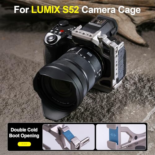 Full Camera Cage for LUMIX S5 II / S5 IIX / G9 II, Modular Rig with Dual Cold Shoes, Arca-Swiss Base & Quick Release for Video, Gimbal & Photography (Titanium) Titanium