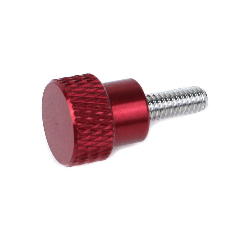 [Australia - AusPower] - 6 Pcs M4 0.39"(10mm) Threads High Head Knurled Thumb Screws Knobs Aluminum Alloy Red Knurled Shoulder Flat Tip Thumbscrew, Red 0.39"(10mm) Threads length 