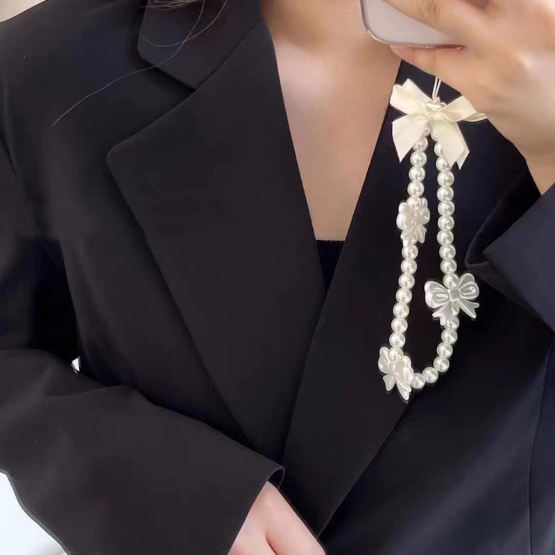 [Australia - AusPower] - Phone Charms Strap,Pink Cute Phone Charms Aesthetic Love Phone Chain Girl Beaded Phone Strap Pearl Beaded Phone Lanyard Jewelry(pearl butterfly) 