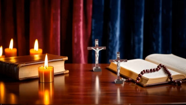ydzqdxzz 2Pcs Wall and Table Wood Cross Crucifix, Crucifix Wall Cross Wooden Catholic Cross With Stand Religious Christian Standing Church Home Ornaments For Prayers