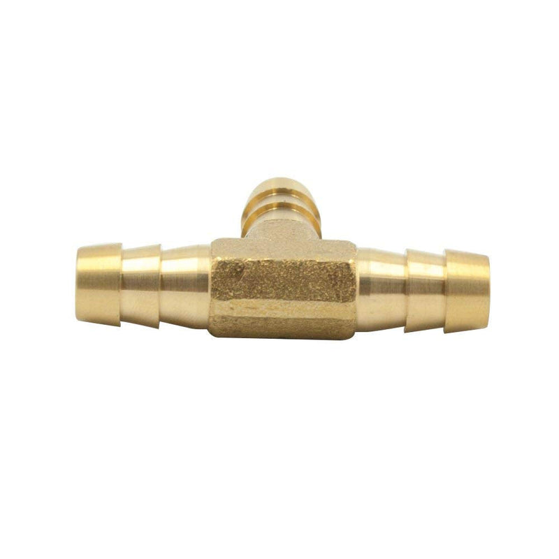 [Australia - AusPower] - Brass Hose Barb Tee 1/4" x 1/4"x 1/4" Barbed T -Fitting 3 Ways Air Hose Fittings Pack of 5 123-4 