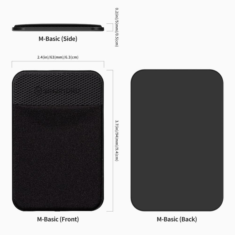 [Australia - AusPower] - Sinjimoru Stretchy Magnetic Phone Wallet, Magnetic Card Holder for Back of Phone as Phone Wallet for MagSafe Wallet Compatible with iPhone 15 14 13 12 Series. M-Basic Black 