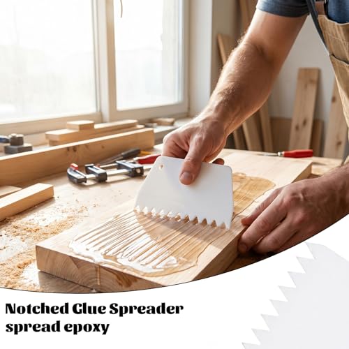 Dplolng 3-piece epoxy spreader set with notched adhesive floor trowels for applying glue evenly