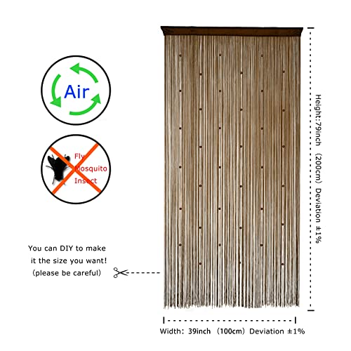 YaoYue Beaded Door String Curtain for Doorway, 39"W x 79"L, Brown, 1 Panel Coffee 39"W x 79"L (Pack of 1)