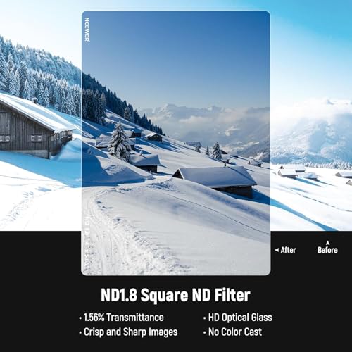 NEEWER ND1.8 (6 Stops) Square ND Filter, 4"x5.65" Dual Sided 30 Multi Nano Coated Cinema Neutral Density Filter for NEEWER Matte Box Compatible with Tilta Compatible with SmallRig ND1.8 (6 Stops)