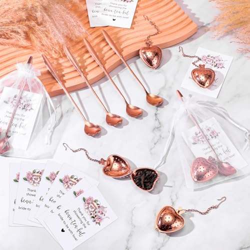 Qinyoung 25 Sets Bridal Shower Tea Party Favors for Guests, Rose Gold