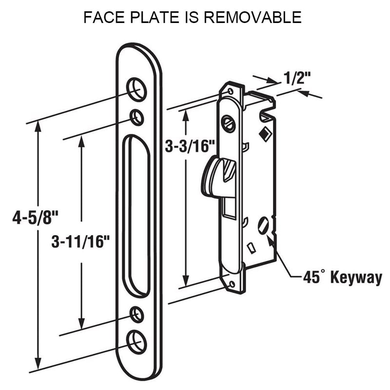 ALLYWASAI Patio Sliding Door Handle Set with Mortise Lock, Key Cylinder and Keeper, Replacement Handle Lock Set Fits Door Thickness from 1-1/2" to 2-1/4", 3-15/16" Screw Hole Spacing, Keyed, Black
