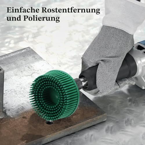 Bristle Disc 50 mm 25,000 rpm Detail Sanding Brush Silicon Carbide Shaft Mounting Disc Polishing Sanding Disc for Cleaning, Removing Stubborn Coatings (Green) Green
