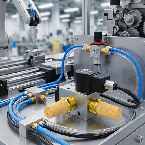 GASHER 1PCS Brass Long Head Solenoid Valve Muffler, 1-1/4BSP Thread Pneumatic Exhaust Silencer, Noise Reducer for Solenoid Valves, Industrial Automation Pneumatic System Components