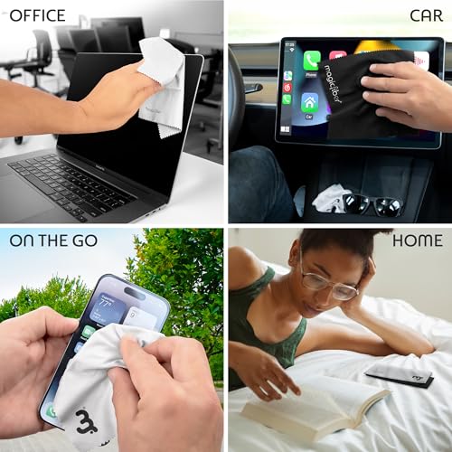 MagicFiber 34 PK Glasses Cleaner and Storage Kit - 4 Eyeglass Storage Pouches + 30 Microfiber Cleaning Cloths - Premium Eye Glass Pouches and Glasses Wipes