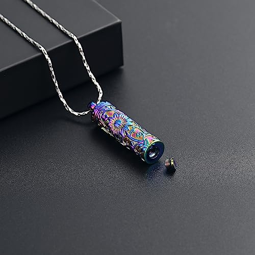 Sunflower Urn Necklace for Ashes Cylinder Bar Necklace for Ashes for Women Pendant Keepsake for Ashes Memory Cremation Jewelry Sunflower Celtic Necklace Jewelry for Women Colourful